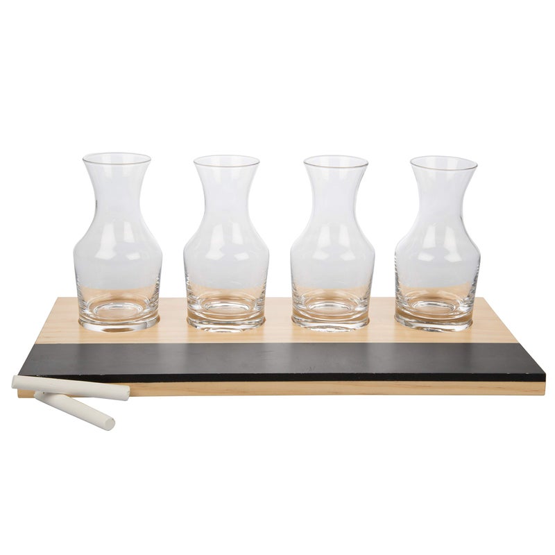 DECO Wine Tasting Flight Sampler Boards (2Pk)- Set Includes Eight 6 oz Decanter Glasses & 2 Wood Chalkboards - Great for Charcuterie Boards, Wine Taste Testing, Date Nights - Holiday Xmas Gift Must Have - Image 4